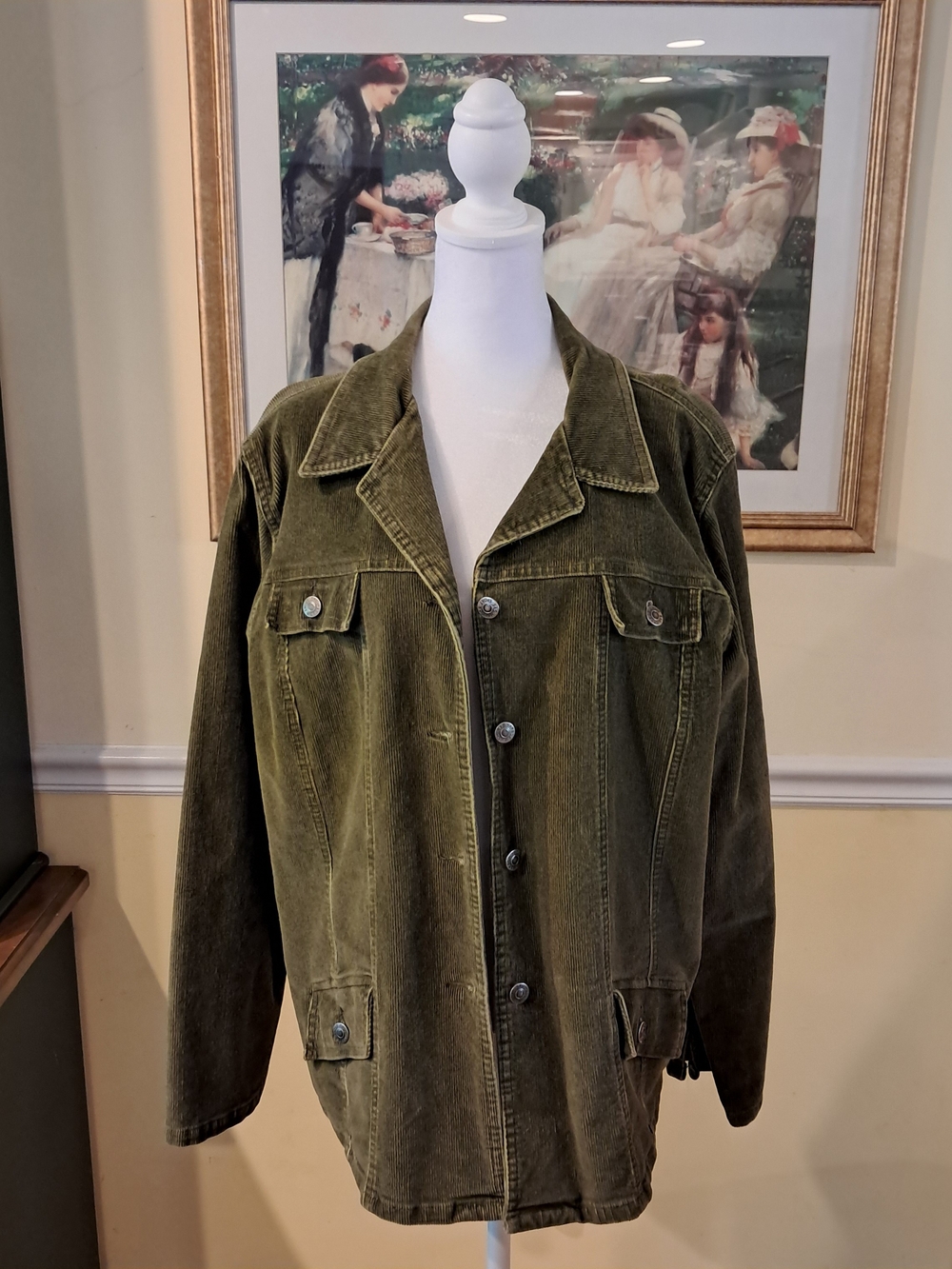 SAG HARBOR SPORT Women's Olive Green Corduroy Jacket Size XL